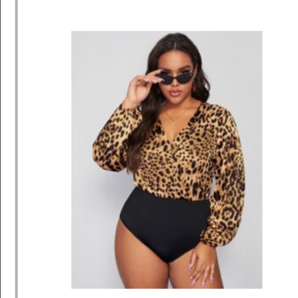 Plus Leopard Print Bodysuit
